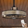 Tangkula 20" Caged Ceiling Fan 3 Wind Speeds with Light & Remote Control for Bedroom - 3 of 4