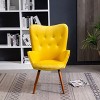 TOAOTBNBO Velvet Tufted Modern Armchair with Wooden Legs, Office Armchair with Plush Cushion, Comfy Upholstered Wingback Arm Chair - 4 of 4