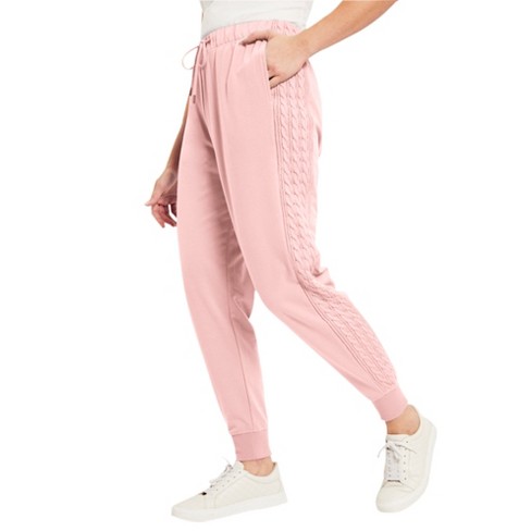 Agnes Orinda Women's Plus Size Cargo Elastic Waist Athleisure Ankle Length  Satin Joggers Pant Pink 2x : Target