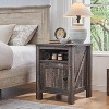 SinCiDo Farmhouse Nightstand Set of 2 w/Charging Station, 18" Rustic Wood End Tables w/Adjustable Shelves, Side Table for Bedroom, Dark Rustic Oak - 2 of 4