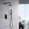 Sumerain Matte Black Pressure Balance Shower Systems with 8 Inches Rain shower and Handheld - 3 of 4