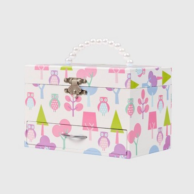 Mele & Co. Molly Girls' Musical Ballerina Jewelry Box with Owl Pattern-White