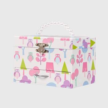 Mele & Co. Molly Girls' Musical Ballerina Jewelry Box with Owl Pattern-White