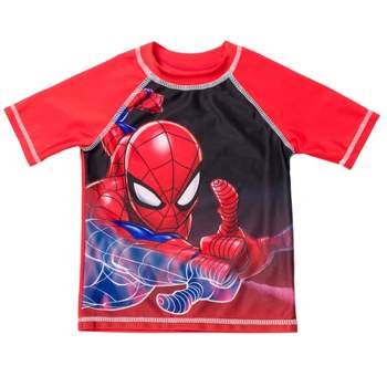 Marvel Avengers Spider-Man Hulk Black Panther Iron Man Thor Rash Guard Swim Shirt Little Kid to Big Kid