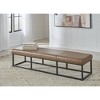 Signature Design by Ashley Joston 71-inch Modern Leather Accent Bench with Metal Frame, Caramel Brown - 2 of 4