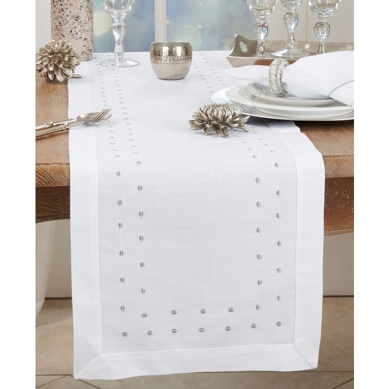 Saro Lifestyle Charming Polka Dot Table Runner with Classic Design, 3 of 4