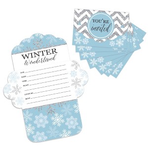Big Dot of Happiness Winter Wonderland - Fill-In Cards - Snowflake Holiday Party and Winter Wedding Fold and Send Invitations - Set of 8 - 1 of 4