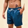 Men's Indigo Coast Blue Beach Board Shorts Swim Trunks - Cupshe - 4 of 4