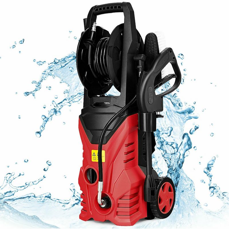 Costway 2030PSI Electric Pressure Washer Cleaner 1.7 GPM 1800W with Hose Reel Red, 1 of 11