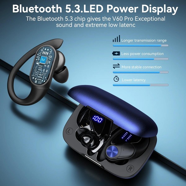 Auriculares Bluetooth inalámbricos con carga, estéreo Hi-Fi, táctiles, resistentes al agua IPX, micrófono – para iPhone, Samsung y Android 8