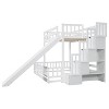 NicBex Twin Over Twin Bunk Bed with Safety Guardrail and Slide,Pine Solid Wooden Loft Bed with Storage Staircase,Bunk Beds for Bedroom,White - 4 of 4