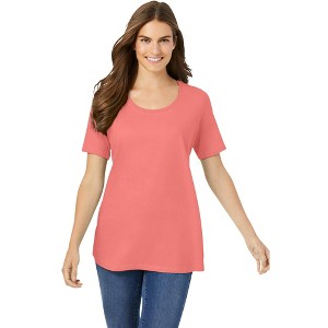 Woman Within Plus Size Perfect Short-Sleeve Scoopneck Tee - 1 of 4