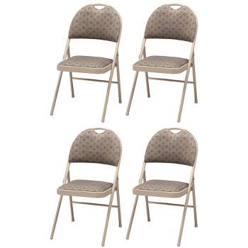 National Public Seating 2200 Series Deluxe Fabric Upholstered 2 Cushion  Double Hinge Indoor Outdoor Dining/office Folding Chair, Cabernet, 4 Pack :  Target