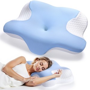 SUGIFT Ergonomic Memory Foam Bed Pillow for Neck and Shoulder Pain Relief with Cooling Breathable Cover for All Sleep Positions - 1 of 4