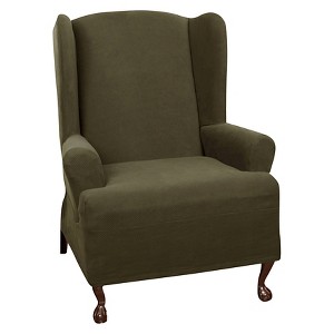 Deep Olive Stretch Pixel Wingchair Slipcover - Maytex, Deep Green