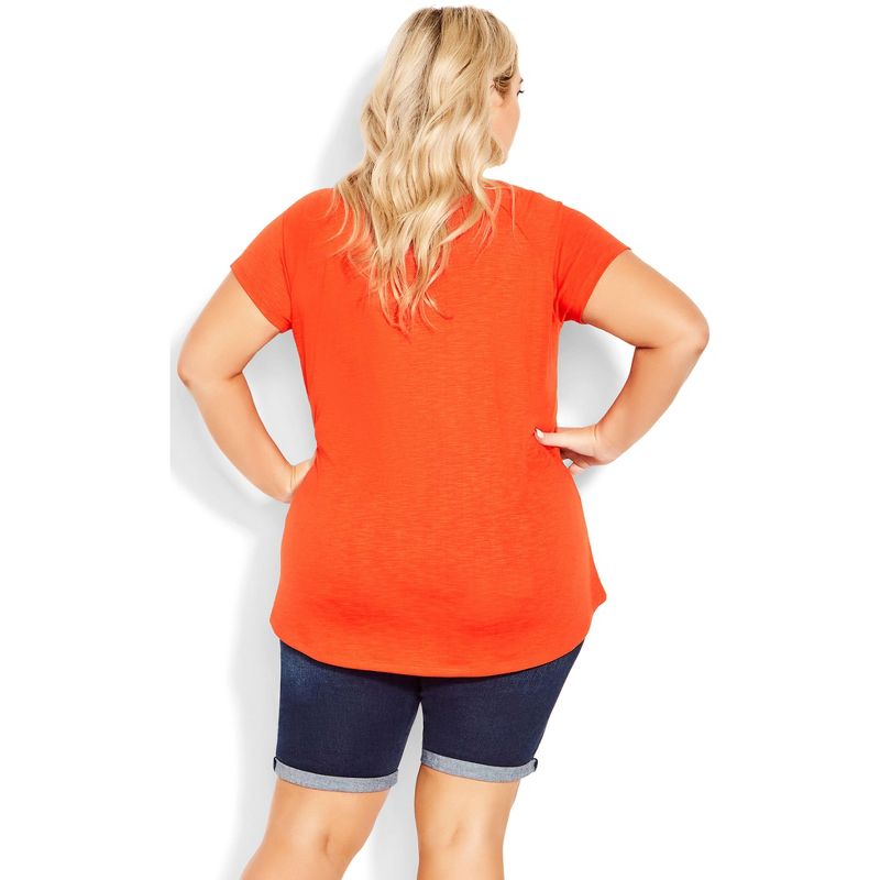 Women's Plus Size 3 Bar V-Neck Top - orange | AVENUE, 3 of 7