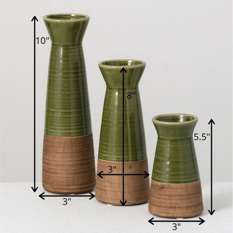 Sullivans Set of 3 Ceramic Vase 10"H 8"H & 5.5"H Green, 5 of 6