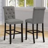 DSVIMOY Counter and Bar Stool Solid Wood Tufted Set of 2 for Modern Dining Spaces, Gray, 45.83"*12.5"*17.35" - 2 of 4