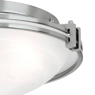 Contemporary Brushed Nickel 20" Ceiling Light with Marbleized Glass