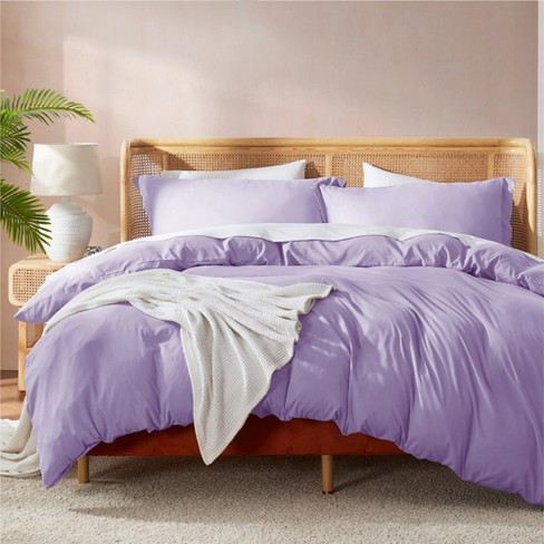 Nestl Soft Double Brushed Duvet Cover Set, 3 Piece Full Size Duvet Cover  With Button Closure - Lavender : Target