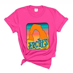 Simply Sage Market Women's Vintage Arches National Park Short Sleeve Garment Dyed Tee - 1 of 4