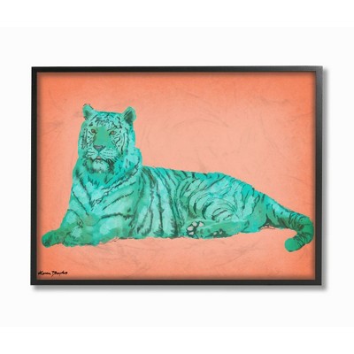 Stupell Industries Cyan Pink Tiger Design