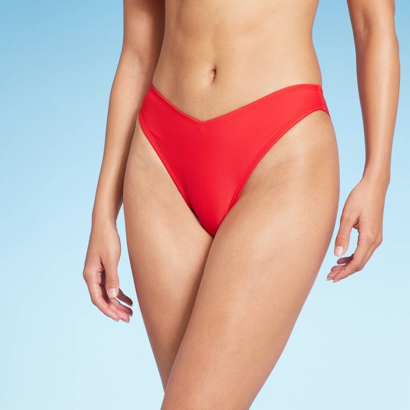 Women's Low-Rise Super Cheeky Extra High Leg Bikini Bottom - Wild Fable™ Red, 1 of 7