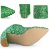 Perphy Women's Glitter Sparkly Pointed Toe Zipper Chunky Heels Ankle Boots - 4 of 4
