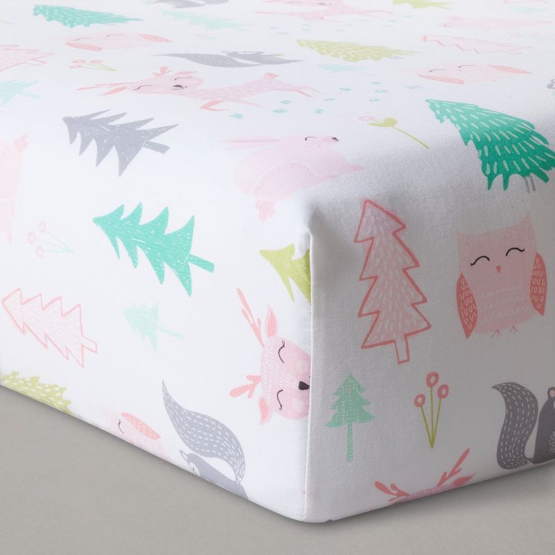 Crib Bedding Set Forest Frolic 4pc - Cloud Island&#8482; Pink, 4 of 10