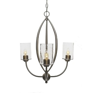 Toltec Lighting Marquise 3 - Light Chandelier in  Brushed Nickel with 4" Clear Bubble Shade - 1 of 1