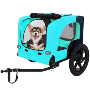 BENCMATE Pet Strollers Foldable Dog Bike Trailer Sturdy Weatherproof And Safe For Medium Sized Pets Non Slip Floor, Light Blue, 42.52"*31.50"*27.56" - 1 of 4