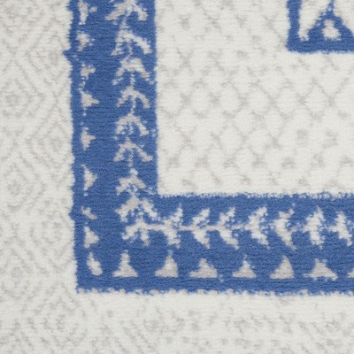 Boho Blue Geometric Flat-Woven 24" Synthetic Area Rug