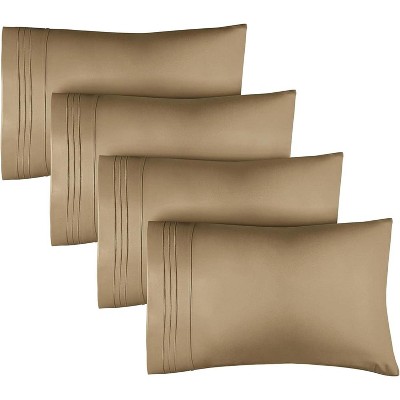 Ultra Soft Solid Pillowcases Set of 4 - Cozy & Breathable 4 Piece Pillow Covers - CGK Linens