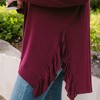 Amaryllis Women's Asymmetrical Hem Long Sleeve Pullover Top with Side Ruffle Detail Relaxed Fit Casual - 3 of 4