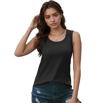 Womens Sleeveless Tops Summer Tees Loose Fit Casual Flowy Tank Tops Square Neck Shirts Blouses