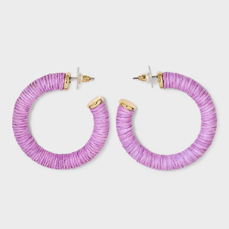 Post Hoop Raffia Cord Earrings - A New Day™, 1 of 8