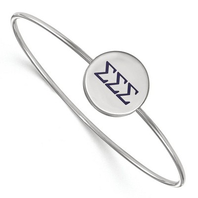 Black Bow Jewelry Sterling Silver Sigma Sigma Sigma Greek Life Bangle Bracelet 7 Inch