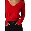 Women's Loren V Neck Sweater - OLIVACEOUS - 3 of 4