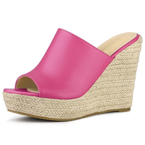Allegra K Women s Open Toe Padded Insole Slip on Platform Espadrille Sandals Hot Pink 7 Target
