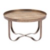 HomeRoots 30" Brass Steel Faux Croc Cross Legs Round Tray Style Coffee Table - 4 of 4