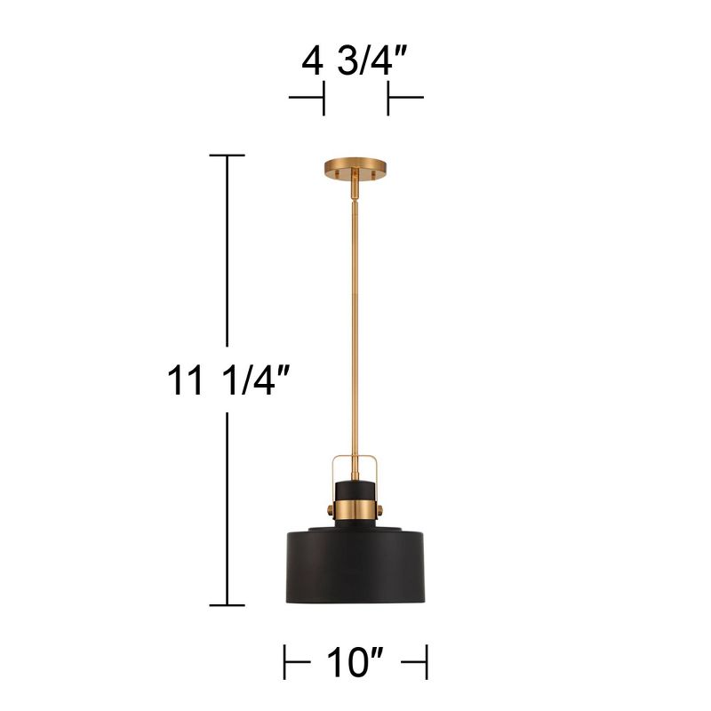 Possini Euro Design Soft Gold Mini Pendant Lighting 10" Wide Modern Matte Black Drum Shade Fixture for Dining Room Foyer Kitchen, 4 of 8