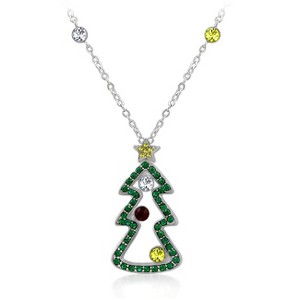 Slickblue Festive Multi-Color Cubic Zirconia Christmas Pendant, 2.6 ct, Rhodium-Plated, 17 Inch Chain - 1 of 4