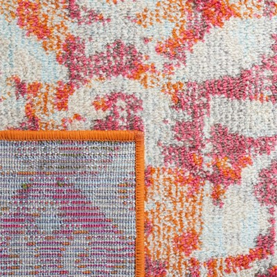 Ivory and Orange Geometric Flat Woven Area Rug