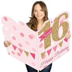 Big Dot of Happiness Sweet 16 - Happy 16th Birthday Giant Greeting Card - Big Shaped Jumborific Card - 1 of 4