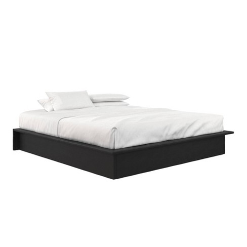 King Milania Faux Leather Upholstered Platform Bed Black - Room & Joy