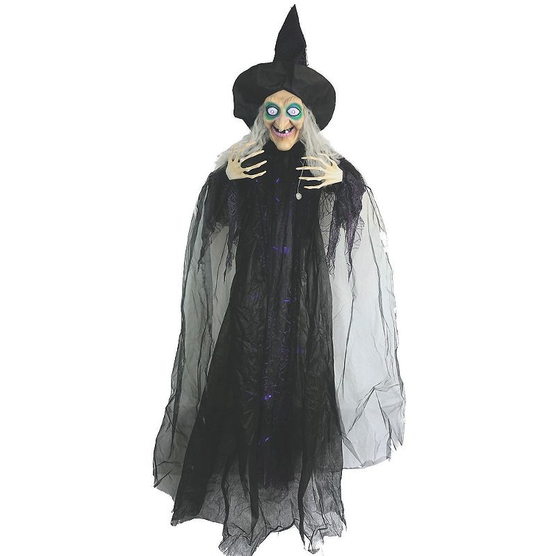 Sunstar Animated Witch Hanging Halloween Decoration - 72 in - Black, 1 of 2