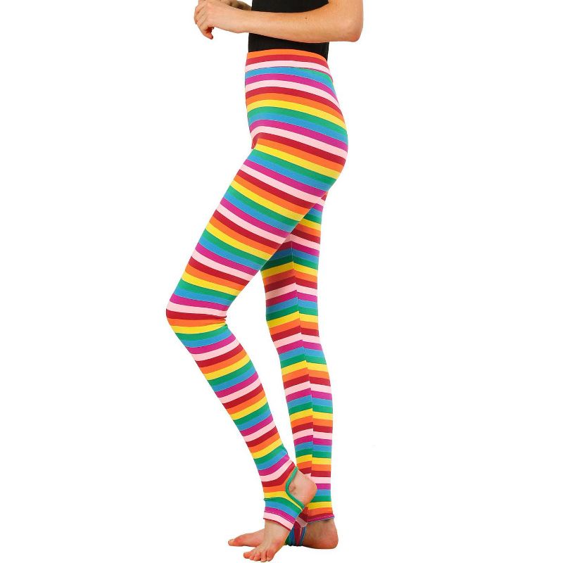 Allegra K Women's Printed High Waist Elastic Waistband Yoga Stirrup Pants, 3 of 8