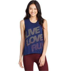 Aeropostale Womens LIVE LOVE RUN Muscle Tank Top, Blue, X-Large - 1 of 2