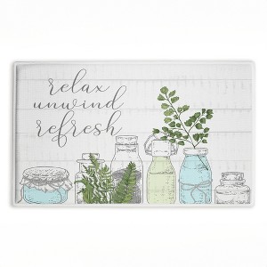 Stupell Industries Relax Unwind Refresh Botanicals Printed Plush Bath Mat And Bath Rug, Design By Kim Allen, 18"X30" - 1 of 4