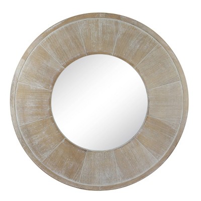 27" Round Rustic Mirror Whitewash - Stonebriar Collection